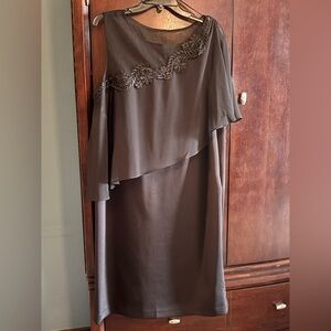 SLNY Asymmetrical Dress in Elegant Gray